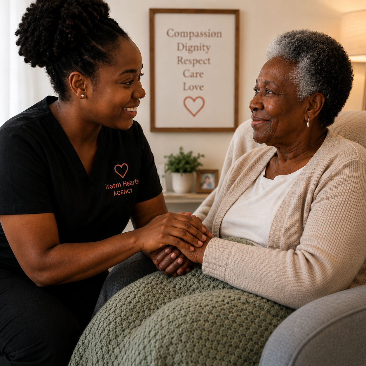 Caregiver supporting a client