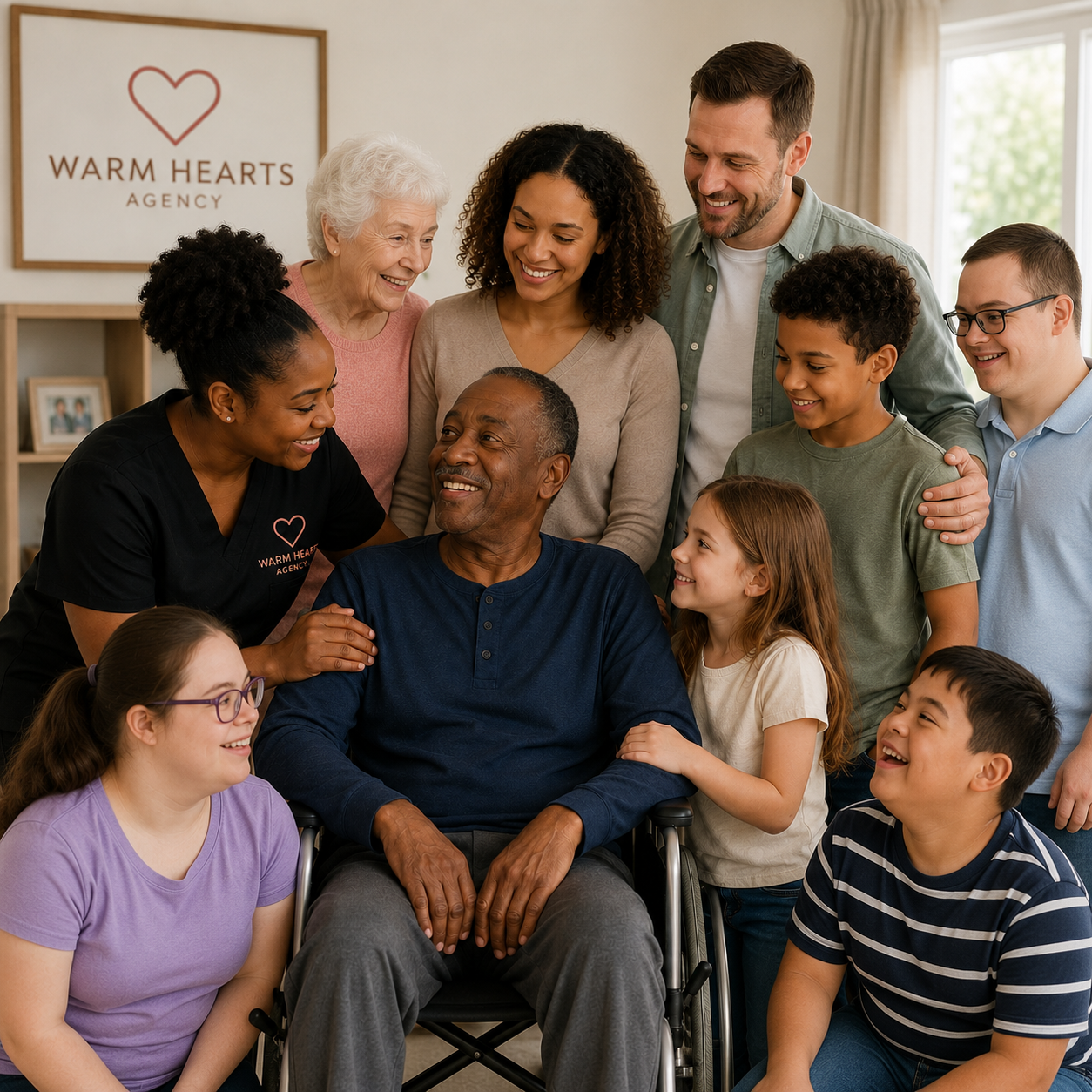 Caregivers and clients at Warm Hearts Agency